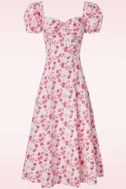 Timeless Femke Floral Swing Jurk In Wit En Cederroze>Vrouwen Plus Size Jurken