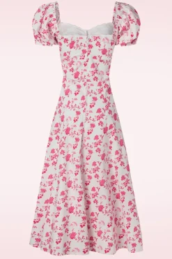 Timeless Femke Floral Swing Jurk In Wit En Cederroze><noscript><img width=