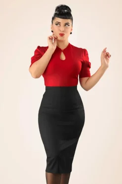 Collectif Clothing Fiona Pencilrok In Zwart>Vrouwen Rokken