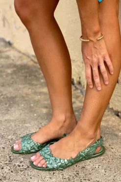 Sunies Flexi Butterfly Flipflop Sandaaltjes In Glossy Groen>Vrouwen Slippers