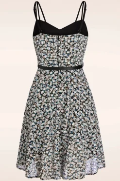 Vixen Geborduurde Bloemen Swingjurk In Zwart><noscript><img width=