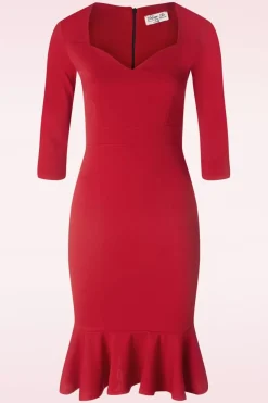 Vintage Chic for Topvintage Gemma Pencil Jurk In Rood>Vrouwen Plus Size Jurken