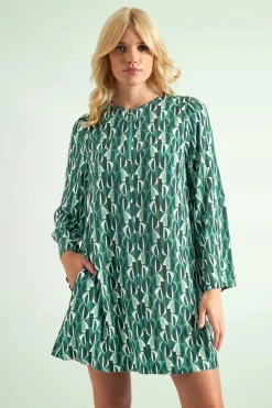 Louche Gwenola Mid Century Retro Jurk In Groen>Vrouwen Plus Size Jurken