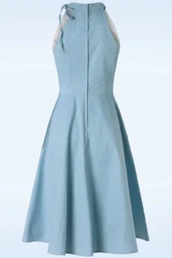 Banned Retro Hattie Halter Spot Swing Jurk In Luchtblauw>Vrouwen Plus Size Jurken