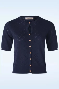 Banned Retro Heart Blooms Cardigan In Marineblauw>Vrouwen Vestjes