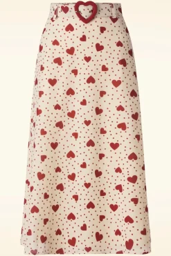 Vixen Heart Polka Dot Midi Rok In Creme>Vrouwen Rokken