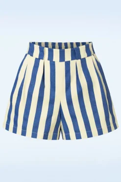 Louche Hilton Deck Gestreepte Shorts In Wit En Blauw>Vrouwen Broeken