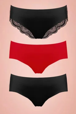 MAGIC Bodyfashion Holiday Hipster Gift Pack In Zwart En Rood>Vrouwen Lingerie