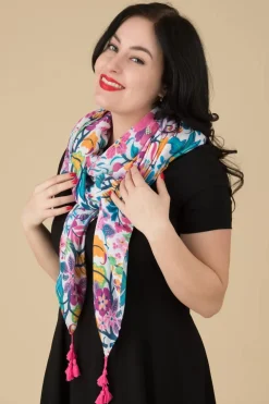 Smashed Lemon Jenny Floral Sjaal In Wit En Multi>Vrouwen Sjaals