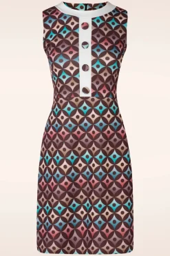 Vintage Chic for Topvintage Jenny Geo Print Jurk In Bruin>Vrouwen A Lijn Jurken
