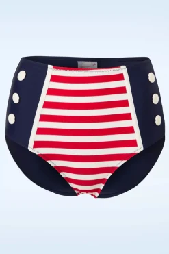 Belsira Joelle Stripes Bikinibroekje In Marineblauw En Rood>Vrouwen Bikini's