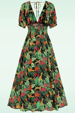 Collectif Clothing Juliette Jungle Maxi Jurk In Zwart>Vrouwen Maxi Jurken