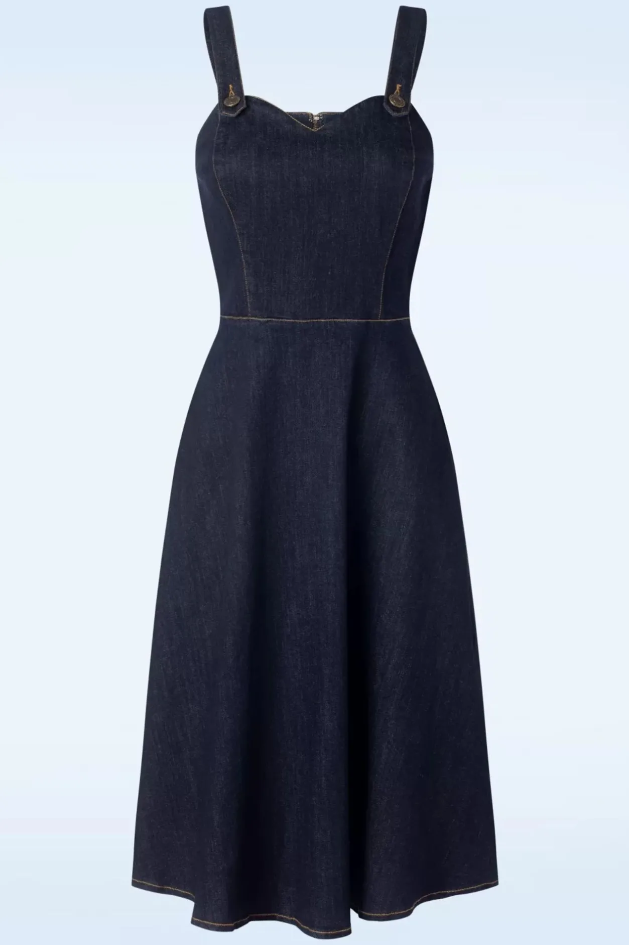 Collectif Clothing Jupiter Pinafore Jurk In Denim>Vrouwen Plus Size Jurken