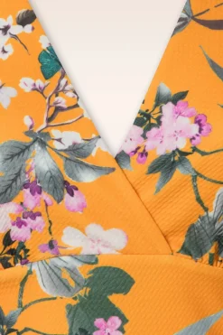 Vintage Chic for Topvintage Katie Tropical Pencil Jurk In Mosterd><noscript><img width=