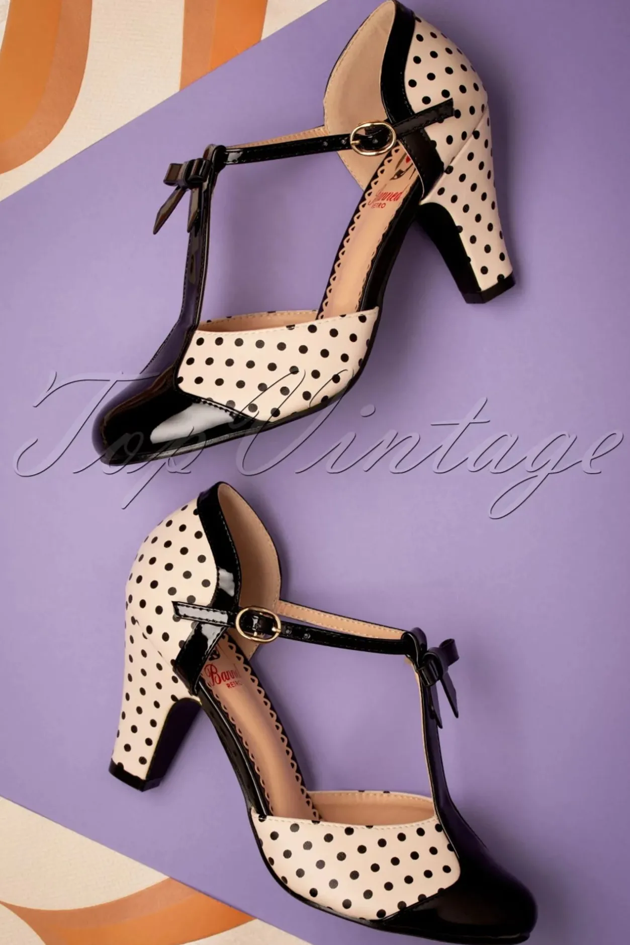 Banned Retro Kelly Lee T-Strap Pumps In Zwart En Blush>Vrouwen Pumps