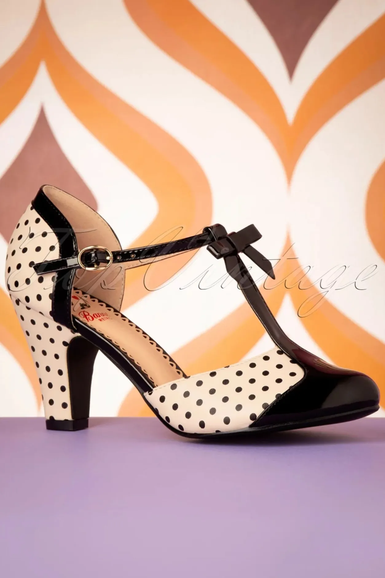 Banned Retro Kelly Lee T-Strap Pumps In Zwart En Blush>Vrouwen Pumps