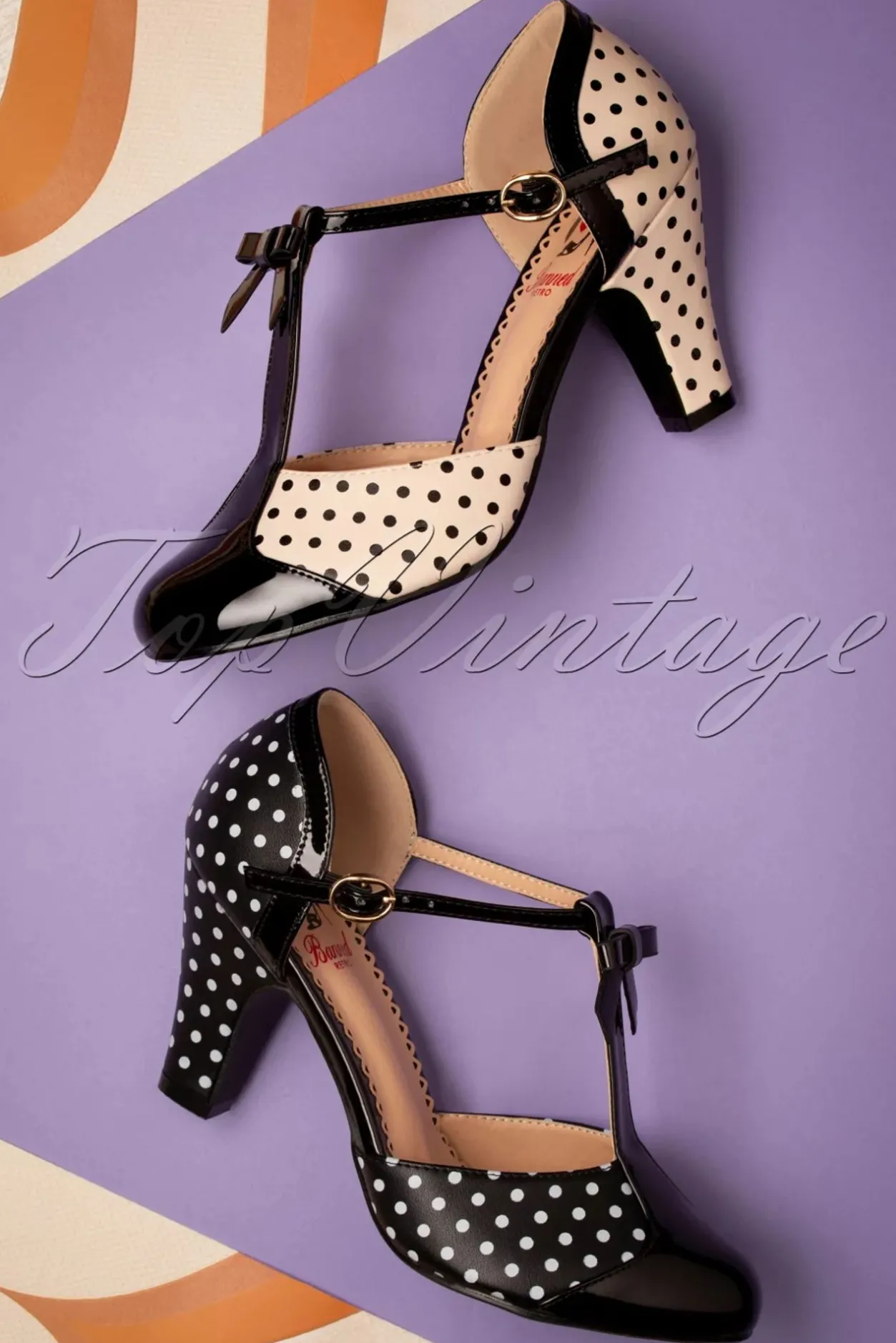 Banned Retro Kelly Lee T-Strap Pumps In Zwart En Blush>Vrouwen Pumps