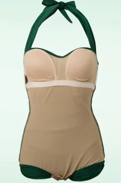Esther Williams Klassiek Jaren Vijftig Eendelig Badpak In Groen><noscript><img width=