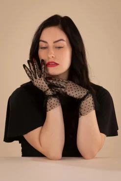 Pamela Mann Korte Handschoenen In Zwart Mesh>Vrouwen Handschoenen