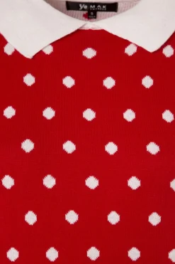 Mak Sweater Kristen Polkadot Trui In Rood En Ivoor>Vrouwen Truitjes