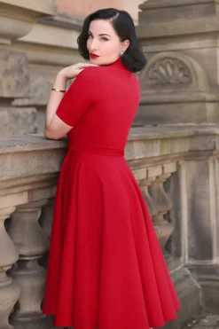 Vintage Diva Laura Lee Swing Jurk In Rood>Vrouwen Plus Size Jurken