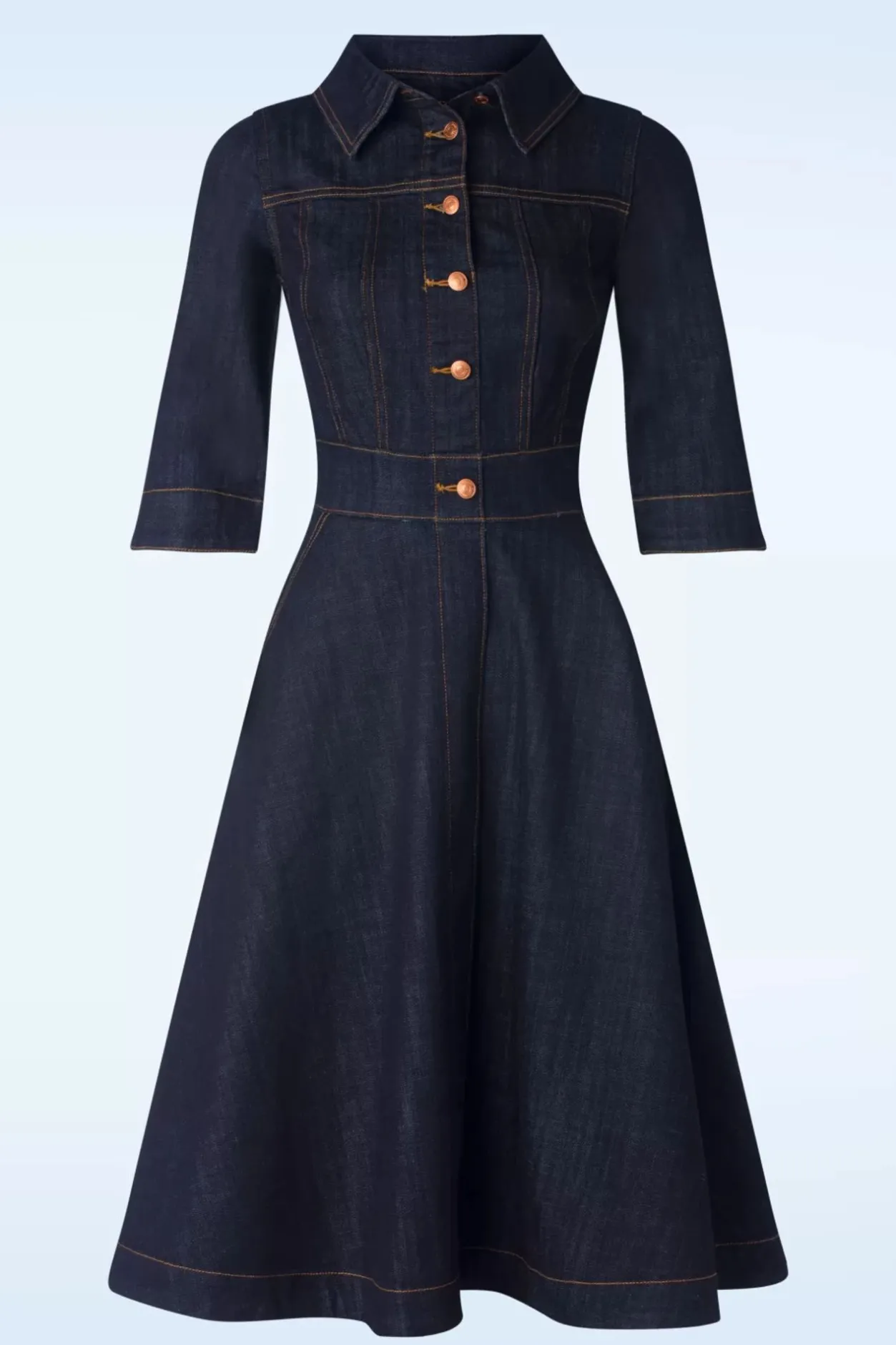 Rock-a-Booty Lauren Swing Jurk In Donkerdenim>Vrouwen Plus Size Jurken