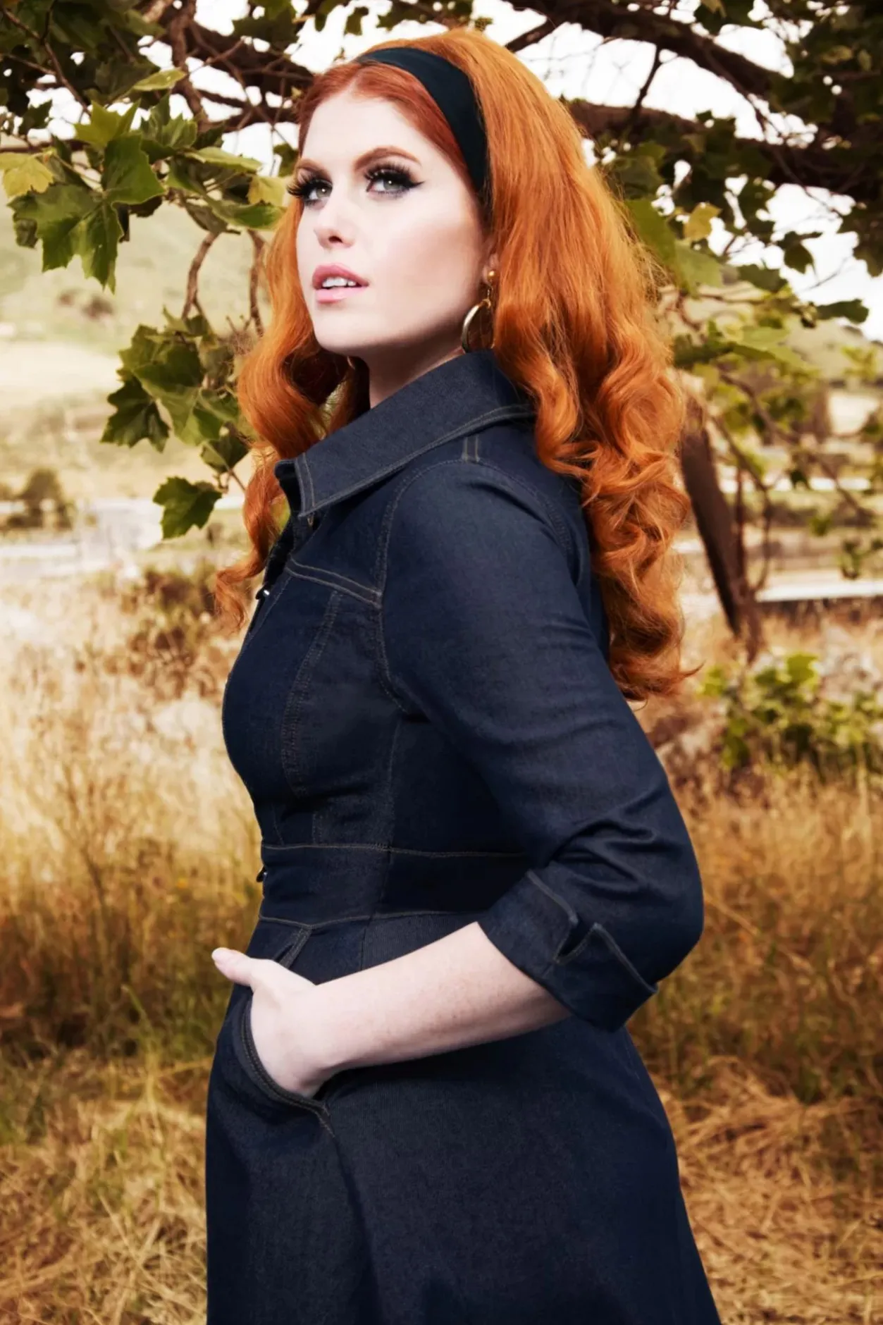 Rock-a-Booty Lauren Swing Jurk In Donkerdenim>Vrouwen Plus Size Jurken