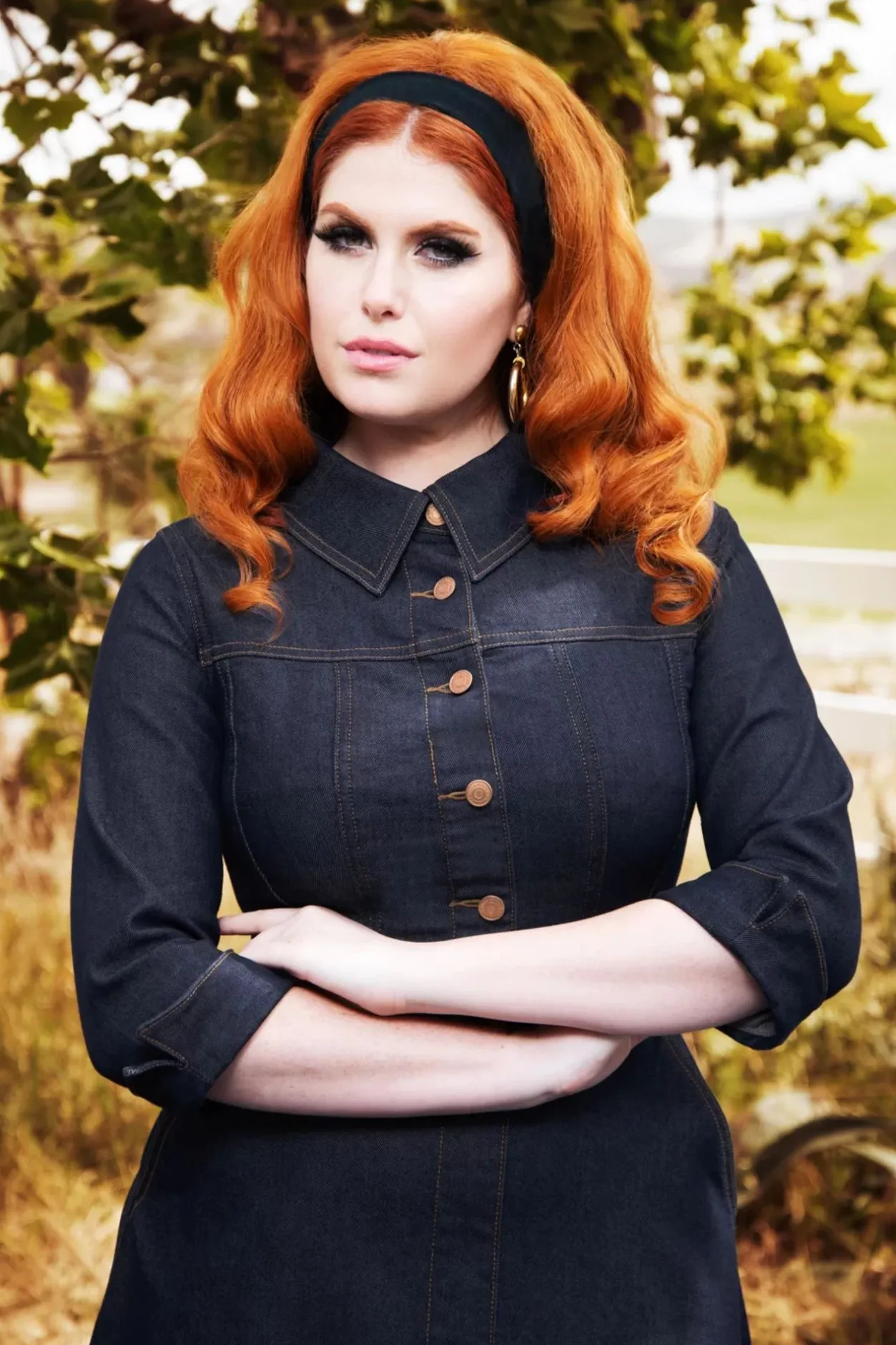 Rock-a-Booty Lauren Swing Jurk In Donkerdenim>Vrouwen Plus Size Jurken