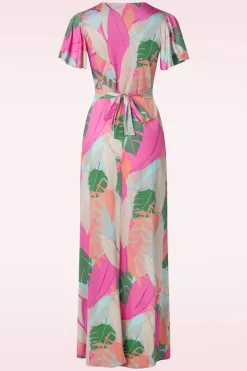 Vintage Chic for Topvintage Laurie Maxi Jurk In Multi Pastle Leaves><noscript><img width=