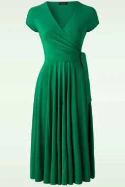 Vintage Chic for Topvintage Layla Gekruiste Jurk In Groen>Vrouwen Plus Size Jurken