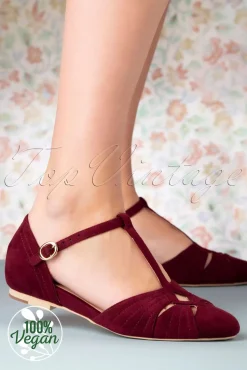 Charlie Stone London T-Strap Flats In Wijnrood>Vrouwen Ballerina's