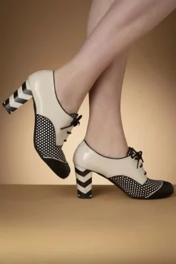 Nemonic Madison Lederen Booties In Zwart En Romig Wit>Vrouwen Booties & Laarzen