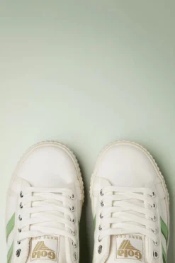 Gola Mark Cox Tennis Sneakers In Gebroken Wit En Patina Groen>Vrouwen Sneakers