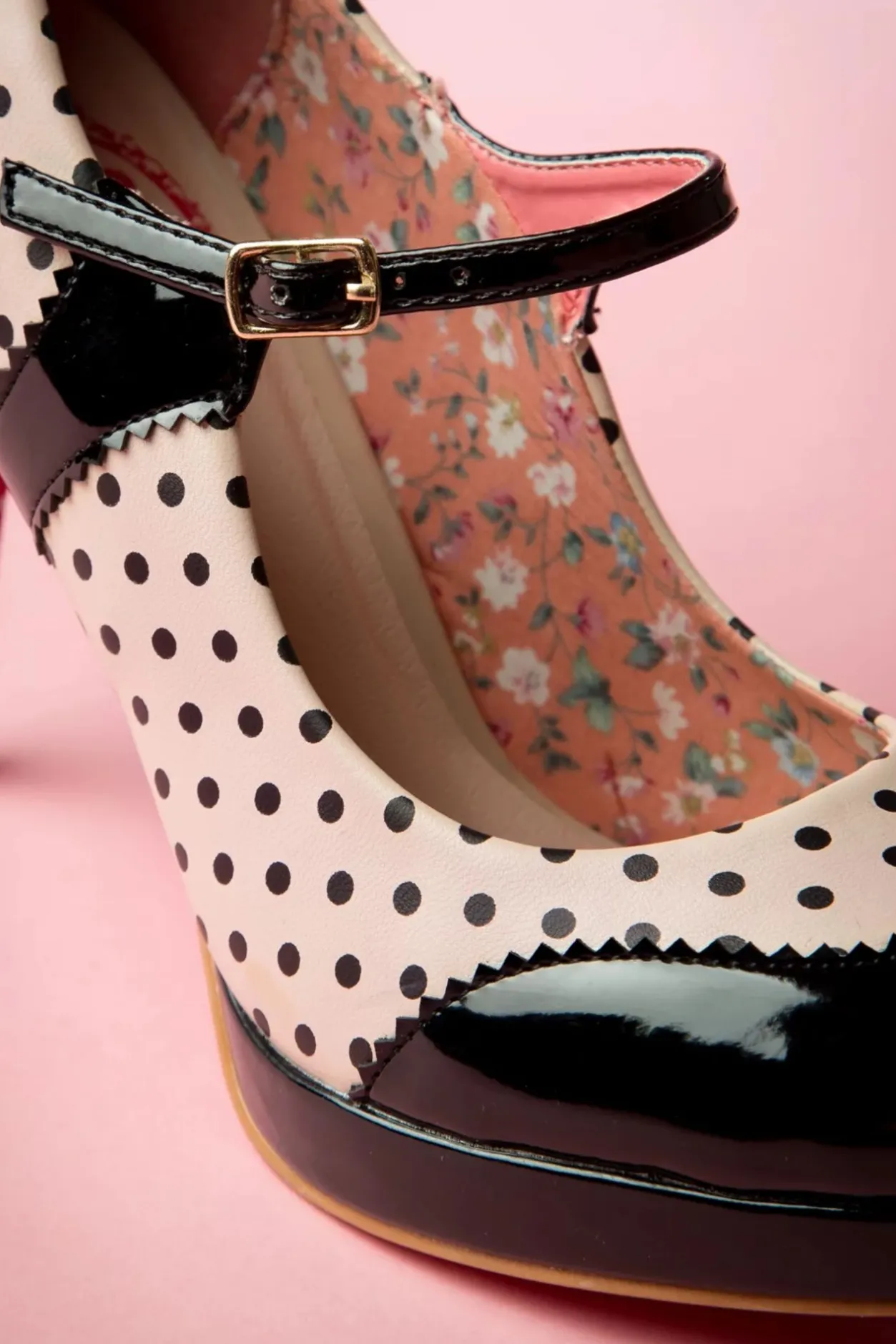 Banned Retro Mary Jane Pumps In Zwart En Beige Roze>Vrouwen Pumps