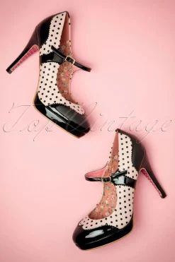 Banned Retro Mary Jane Pumps In Zwart En Beige Roze><noscript><img width=