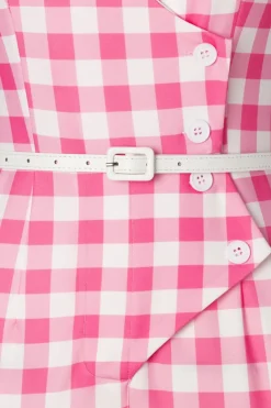 Rebel Love Clothing Midge Gingham Jumpsuit In Roze><noscript><img width=