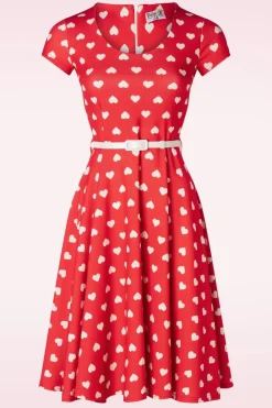 Vintage Chic for Topvintage Minnie Hearts Swing Jurk In Rood>Vrouwen Plus Size Jurken