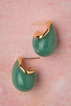 Topvintage Boutique Collection Molly Oorbellen In Goud En Groen>Vrouwen Sieraden