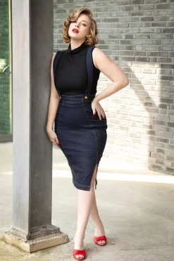 Rock-a-Booty Mona Lee Pencil Rok In Classic Denim>Vrouwen Rokken