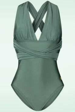 TC Beach Multiway Badpak In Groene Glitter>Vrouwen Badpakken