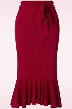 Vintage Chic for Topvintage Naomi Ruffle Pencil Rok In Rood>Vrouwen Rokken