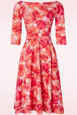 Vintage Chic for Topvintage Nina Flower Swing Jurk In Rood>Vrouwen Plus Size Jurken