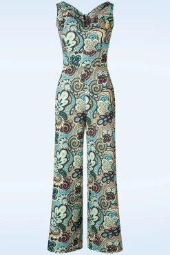 Vintage Chic for Topvintage Paisley Jumpsuit In Groen En Bruin>Vrouwen Playsuits & Jumpsuits
