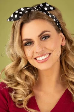 ZaZoo Pin-Up Haarsjaal Zwart Polkadot>Vrouwen Haaraccessoires