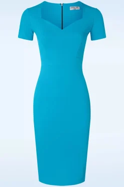 Vintage Chic for Topvintage Rachel Pencil Jurk In Aqua Blauw>Vrouwen Plus Size Jurken