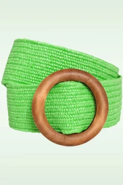 Smashed Lemon Raffia Riem In Limoengroen>Vrouwen Riemen