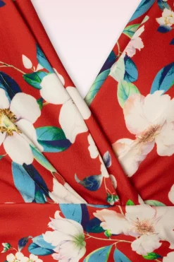 Vintage Chic for Topvintage Rinda Bloemen Maxi Jurk In Warm Rood><noscript><img width=