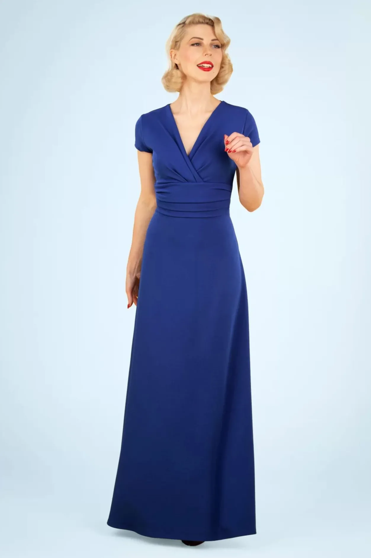 Vintage Chic for Topvintage Rinda Maxi-Jurk In Koningsblauw>Vrouwen Plus Size Jurken