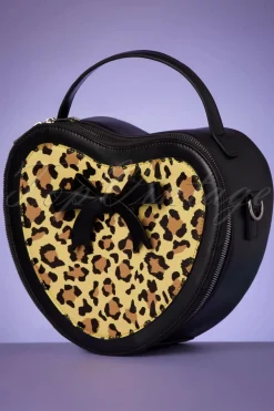 Banned Retro Rockabilly Heart Handtas In Zwart En Leopard><noscript><img width=