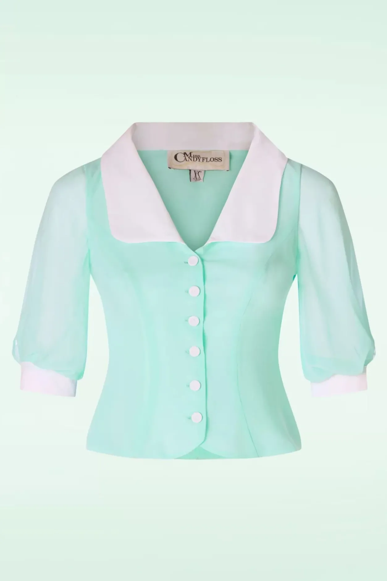 Miss Candyfloss Sacha Mai Sheer Organza Blouse In Mint>Vrouwen Blouses